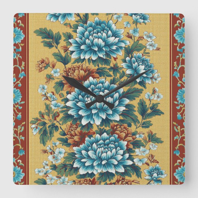 Chrysanthemum Elegy Fyrkantig Klocka (Framsida)