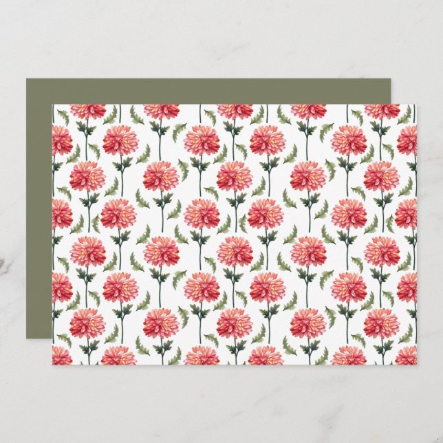 Chrysanthemum Floral Botanical Note Card Anteckningskort (Fram/baksida)