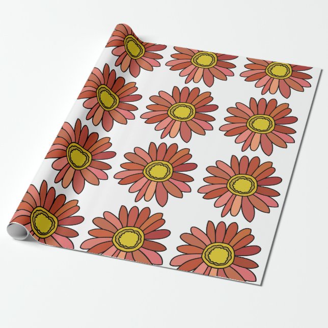 Chrysanthemum Flower Blommigt Chrysanthemum Presentpapper (Utrullad)