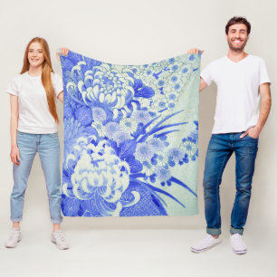 Chrysanthemum Flower, japansk design Fleecefilt