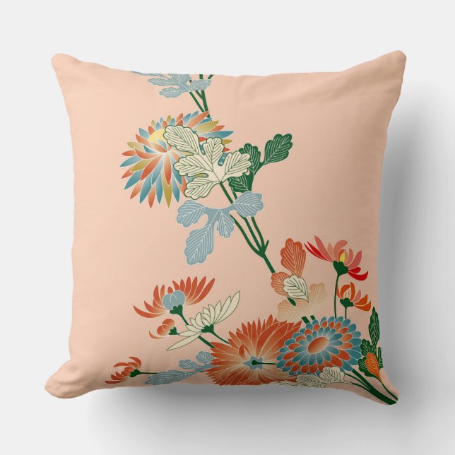 Chrysanthemum Flower, japansk design Kudde (Framsida)