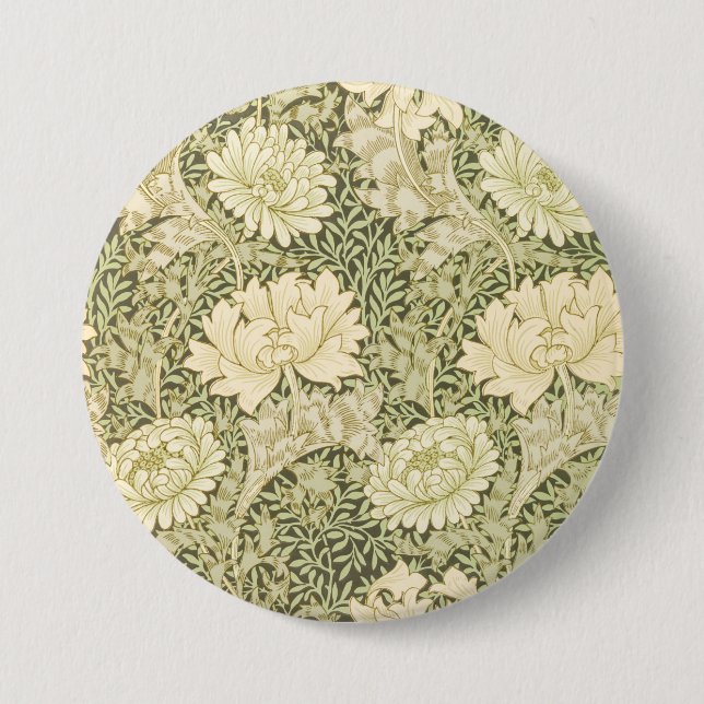 Chrysanthemum Flower Mönster (av William Morris) Knapp (Framsida)
