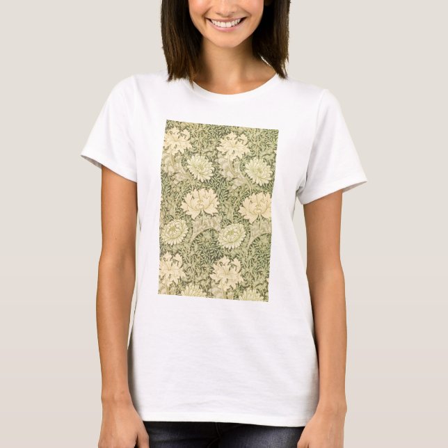 Chrysanthemum Flower Mönster (av William Morris) T Shirt (Framsida)
