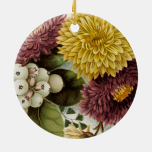 Chrysanthemum Flower Morsa Blommigt Julgransprydnad Keramik