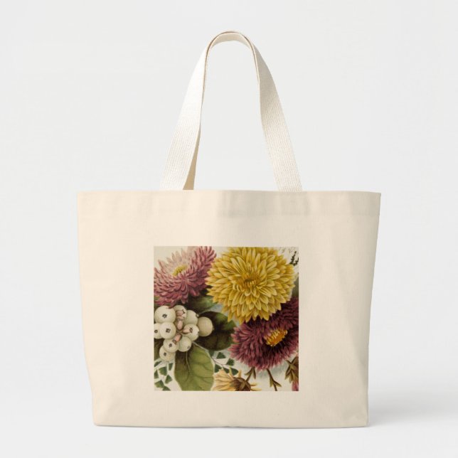 Chrysanthemum Flower Morsa Blommigt Jumbo Tygkasse (Framsidan)