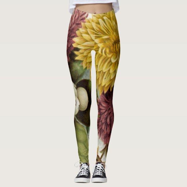 Chrysanthemum Flower Morsa Blommigt Leggings (Framsida)