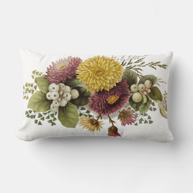 Chrysanthemum Flower Morsa Blommigt Lumbarkudde (Framsida)