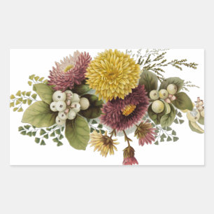 Chrysanthemum Flower Morsa Blommigt Rektangulärt Klistermärke