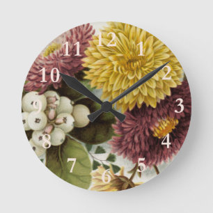 Chrysanthemum Flower Morsa Blommigt Rund Klocka