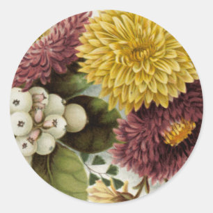 Chrysanthemum Flower Morsa Blommigt Runt Klistermärke