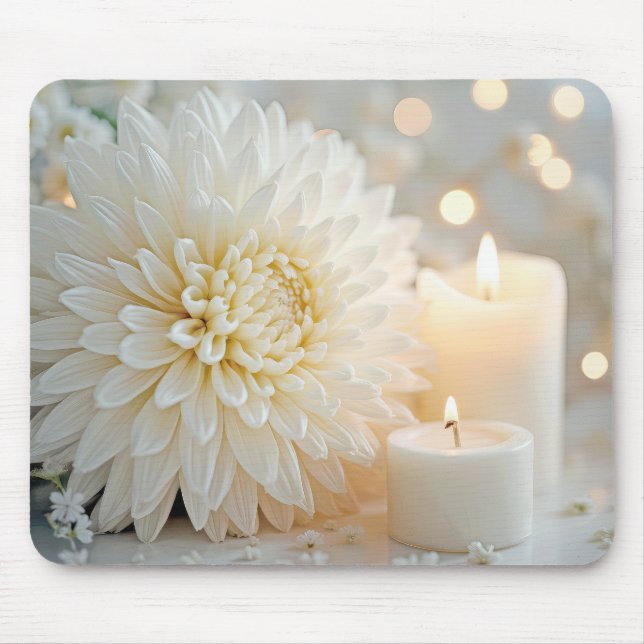 Chrysanthemum Flower och Candles Musmatta (Framsidan)