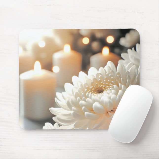 Chrysanthemum Flower och Candles Musmatta (Med mus)