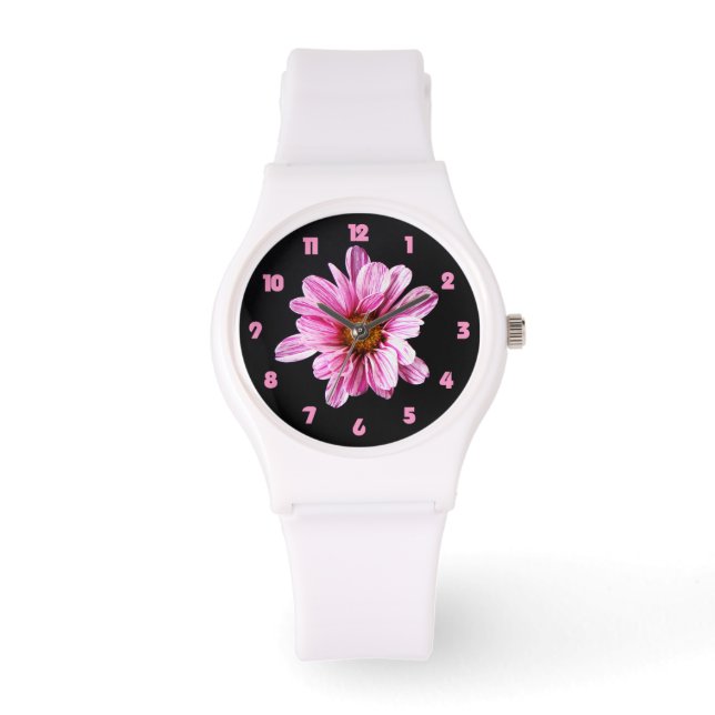 Chrysanthemum Flower Tjock Rosa Numres wccnm Armbandsur (Framsida)