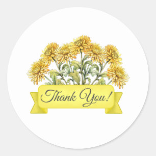 Chrysanthemum Flowers Blommigt Tack Runt Klistermärke