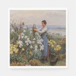 Chrysanthemum Flowers (flicka i trädgården) Pappersservett
