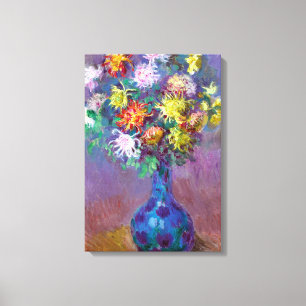 Chrysanthemum Flowers i Vas Monet Fine Art Canvastryck