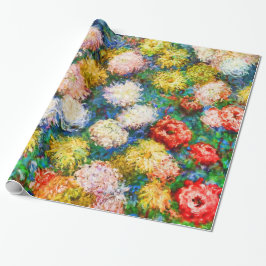 Chrysanthemum Flowers i Vas Monet Fine Art Presentpapper