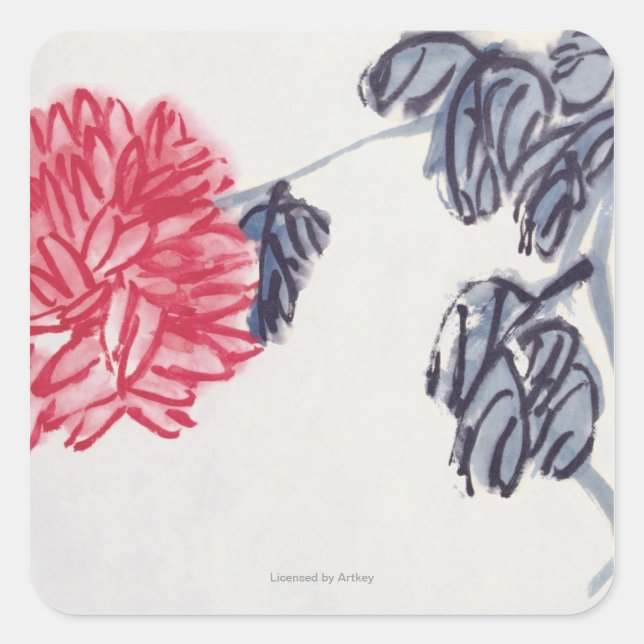 Chrysanthemum Fyrkantigt Klistermärke (Framsida)