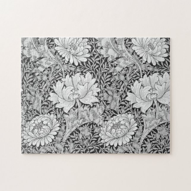 Chrysanthemum Grått, William Morris Pussel (Horisontell)