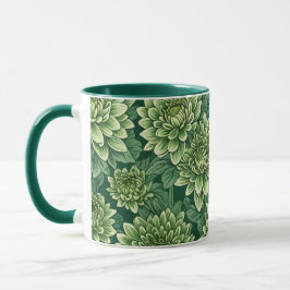 Chrysanthemum grönt-blomman mönster mugg