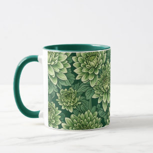 Chrysanthemum grönt-blomman mönster mugg