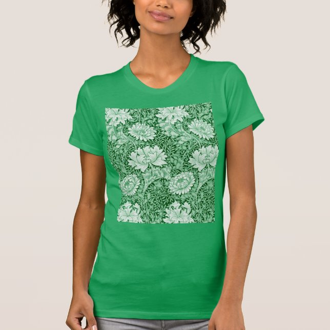 Chrysanthemum Grönt, William Morris T Shirt (Framsida)
