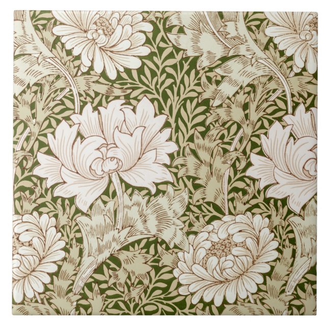 Chrysanthemum Guld, William Morris Kakelplatta (Framsidan)