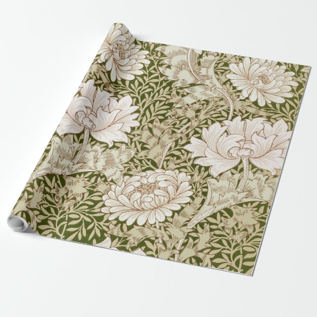 Chrysanthemum Guld, William Morris Presentpapper (Utrullad)