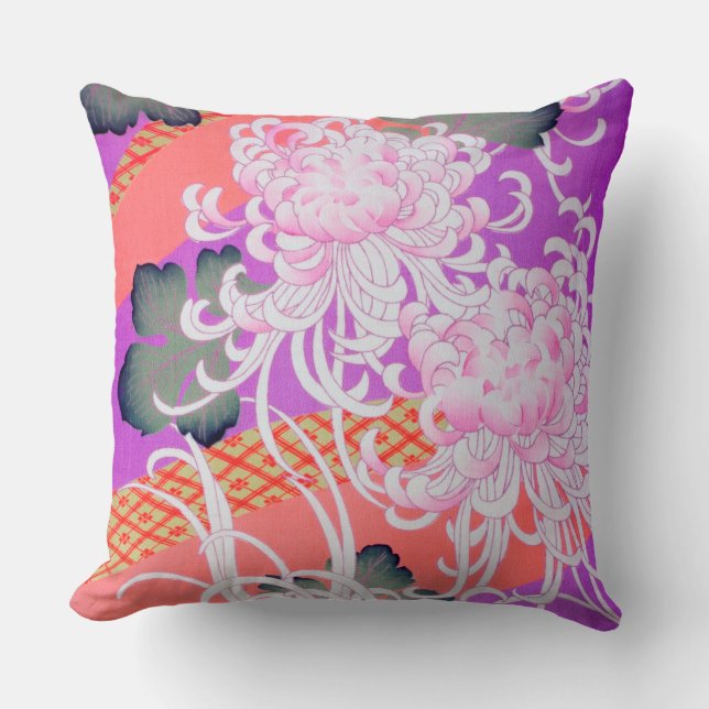 Chrysanthemum, japansk design kudde (Framsida)