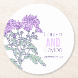 Chrysanthemum lila Blomgrafik pappert underlägg Papper Rund