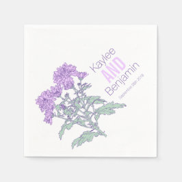 Chrysanthemum lila blommor bröllop napkins pappersservett