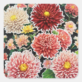 Chrysanthemum Majesty: Embrace Timless Fyrkantigt Klistermärke