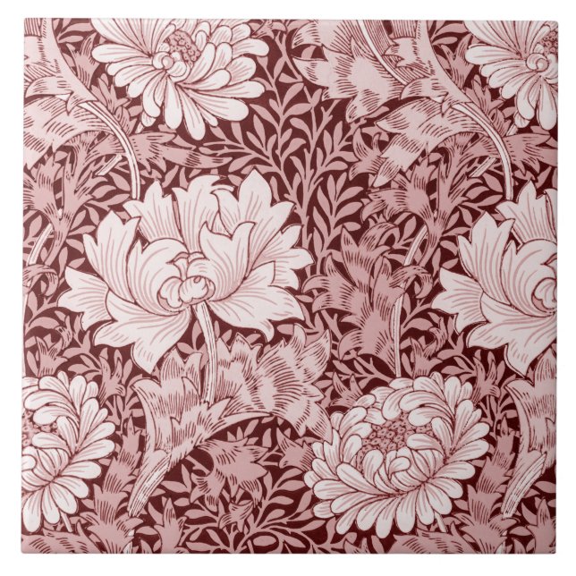 Chrysanthemum Maroon, William Morris Kakelplatta (Framsidan)