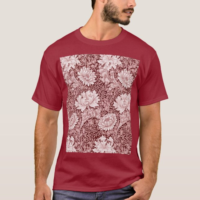 Chrysanthemum Maroon, William Morris T Shirt (Framsida)