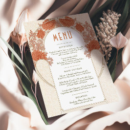 Chrysanthemum Menu Bröllop Vintage Art nouveau Inbjudningar