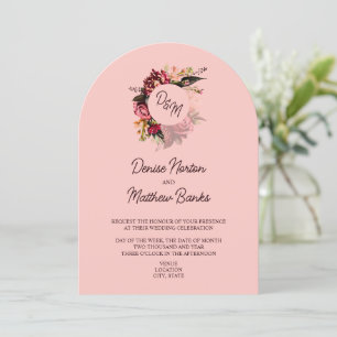 Chrysanthemum Monogram på Gossamers Rosa Inbjudningar
