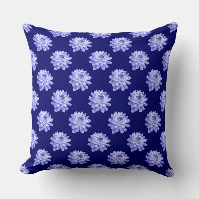 Chrysanthemum Mönster - Deep Navy Blue Kudde (Framsida)