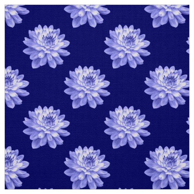 Chrysanthemum Mönster - Deep Navy Blue Tyg (Provkarta)