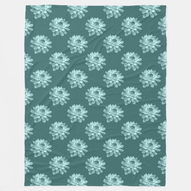 Chrysanthemum Mönster - Moss Grönt Fleece Blanket (Framsidan)