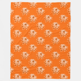 Chrysanthemum Mönster - Orange Fleecefilt