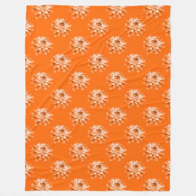 Chrysanthemum Mönster - Orange Fleecefilt (Framsidan)