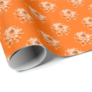 Chrysanthemum Mönster - Orange Presentpapper