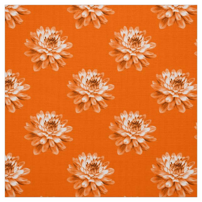 Chrysanthemum Mönster - Orange Tyg (Provkarta)