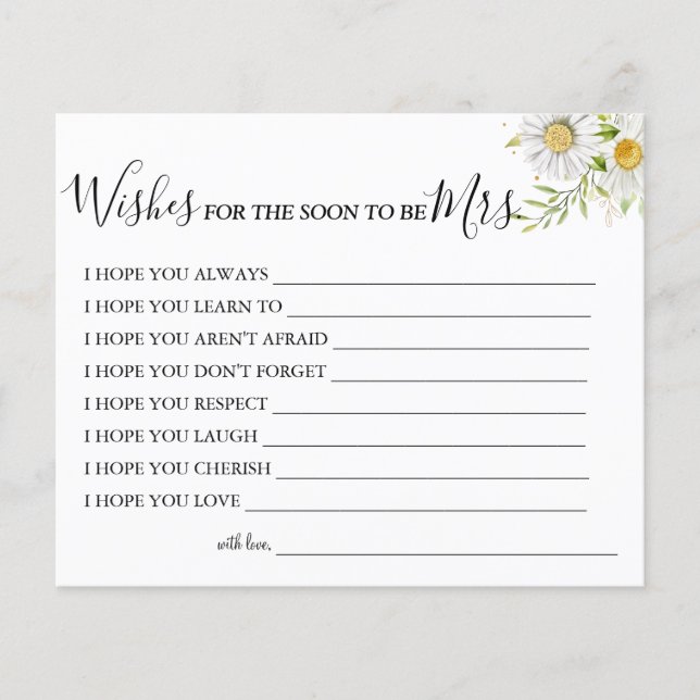 Chrysanthemum Önskemål för Soon som mrs Card Flygblad (Framsidan)
