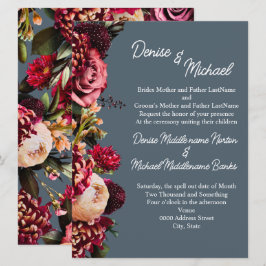 Chrysanthemum på Midnight Teal Inbjudningar