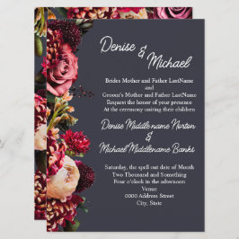 Chrysanthemum på Polar Night Grått Inbjudningar