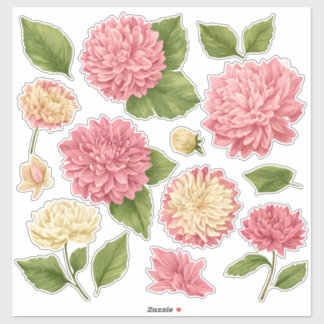 Chrysanthemum Peach Cream Custom Vinyl Klistermärken