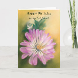 Chrysanthemum Rosa and Cream Blommigt Birthday Kort