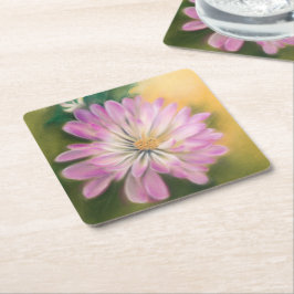 Chrysanthemum Rosa and Cream Blommigt Pastel Underlägg Papper Kvadrat