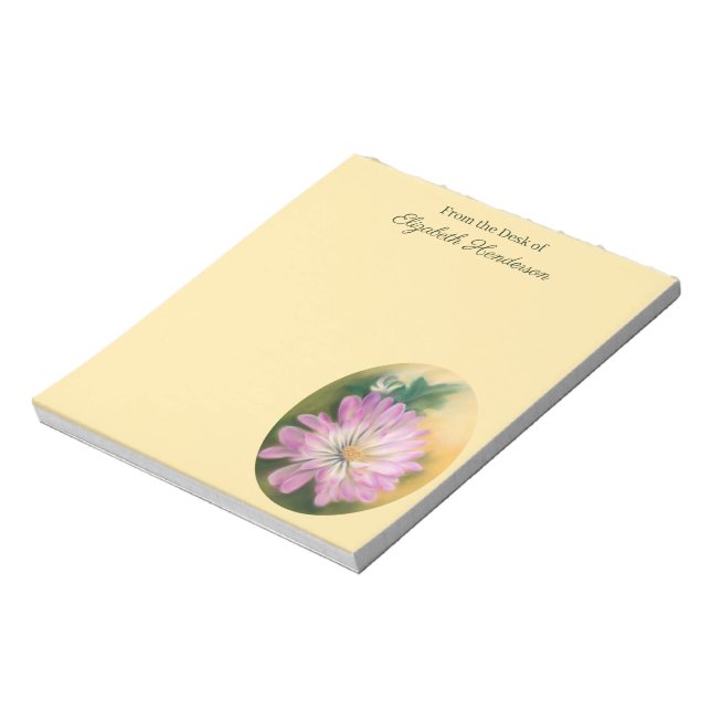 Chrysanthemum Rosa och Cream Pastel Blommigt Anteckningsblock (Roterad)